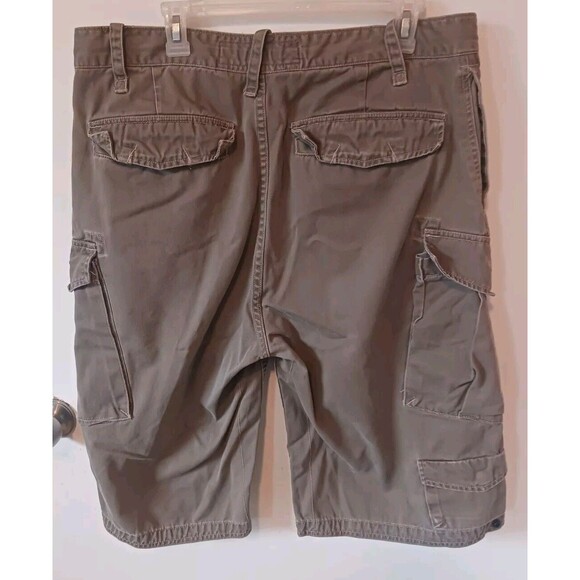Nautica Jeans Co Cargo Shorts Mens 36 Light Brown Long Y2K Utility Pockets Baggy - Picture 2 of 10